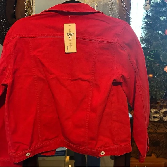 2 - Red Jean Lightweight Jacket - Picture 8 of 9